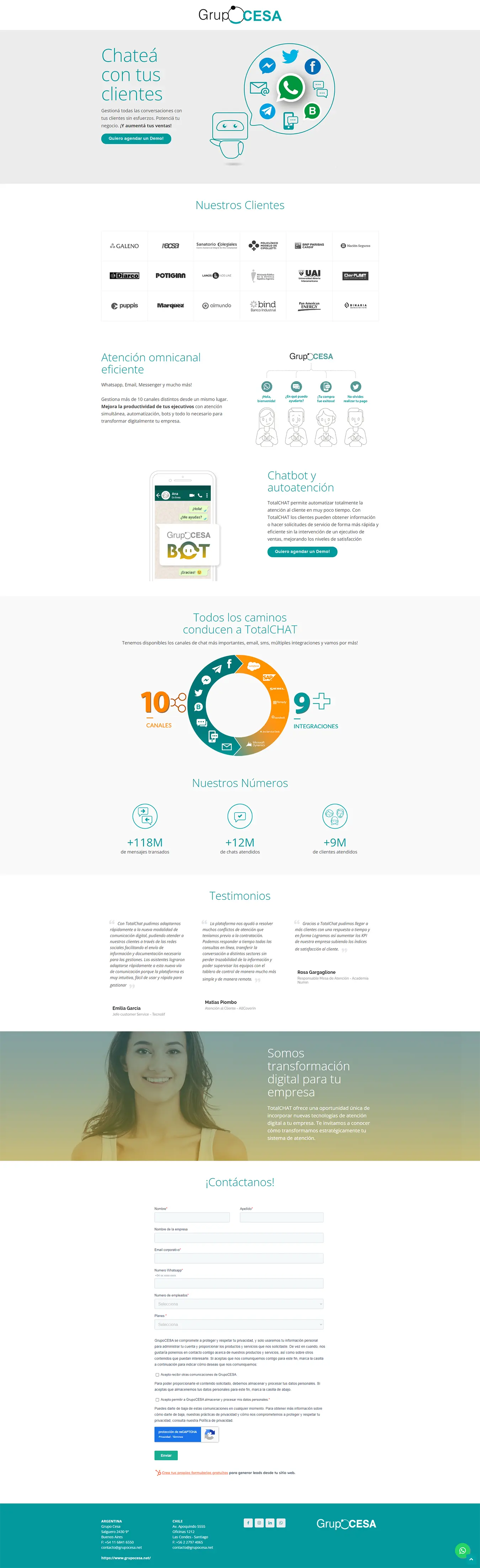 Diseño Landing Pages - Grupo Cesa – Total Chat