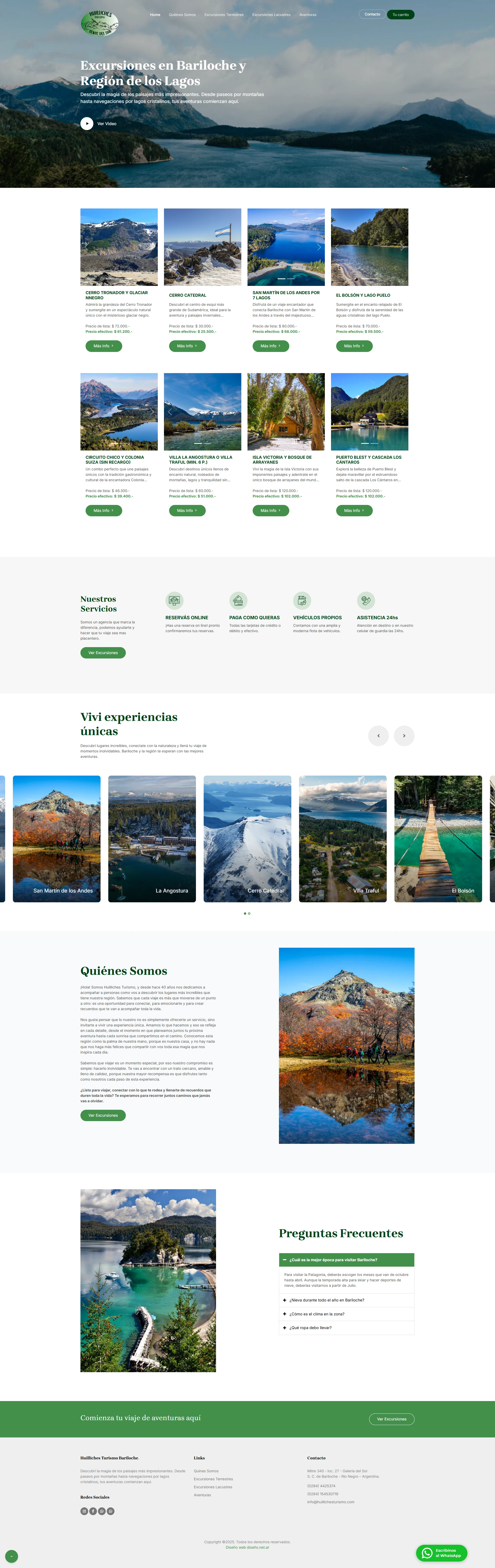 Diseño Sitios Web - Huilliches Turismo Bariloche